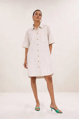 Lexia twill dress Cloud White