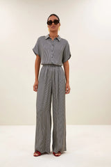 Benji silky stripe pants Jet black