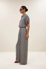 Benji silky stripe pants Jet black