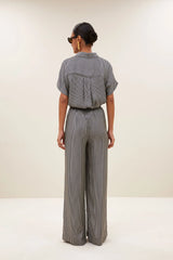 Benji silky stripe pants Jet black