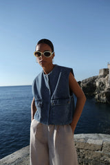 Maggie denim sleeveless jacket
