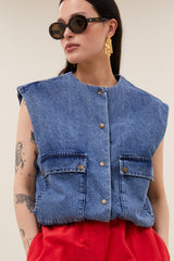 Maggie denim sleeveless jacket