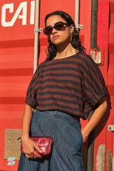 Merle big stripe top Coffee bean