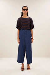 Merle big stripe top Coffee bean