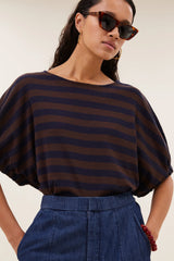 Merle big stripe top Coffee bean