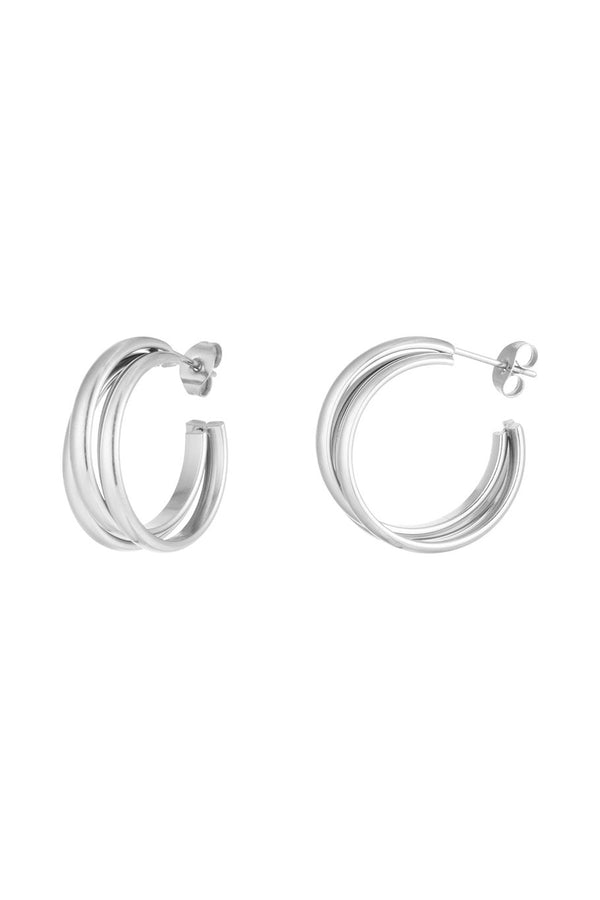 Oorbellen triple pleasure hoops - zilver