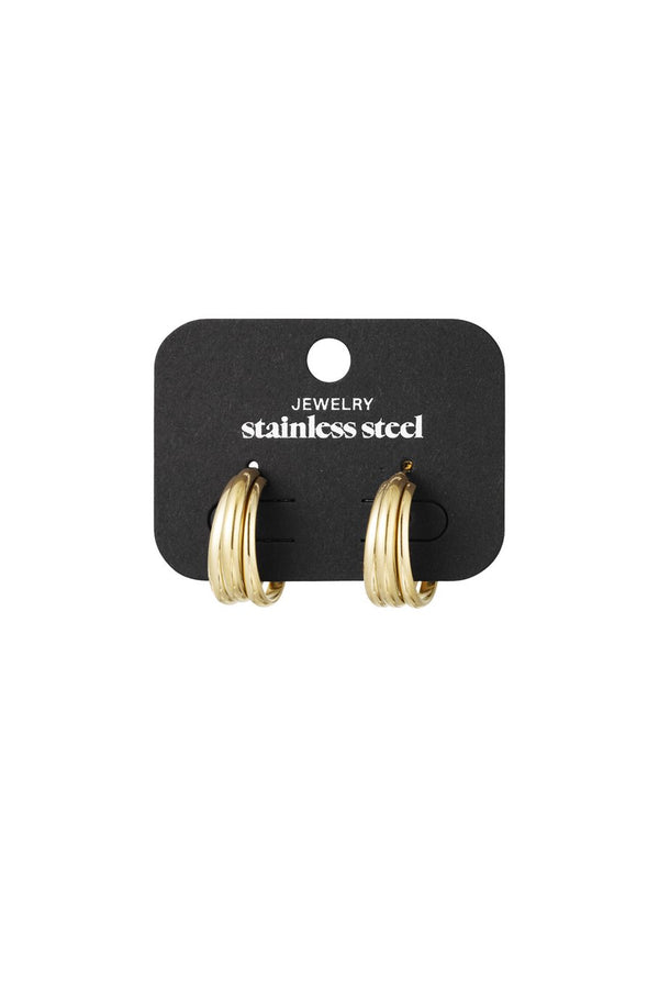 Oorbellen triple pleasure hoops - goud