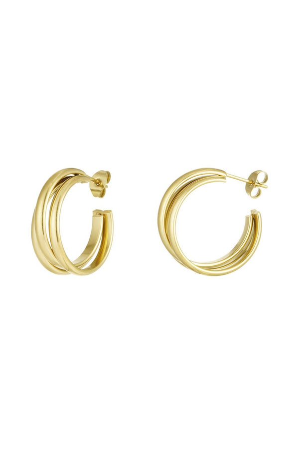 Oorbellen triple pleasure hoops - goud