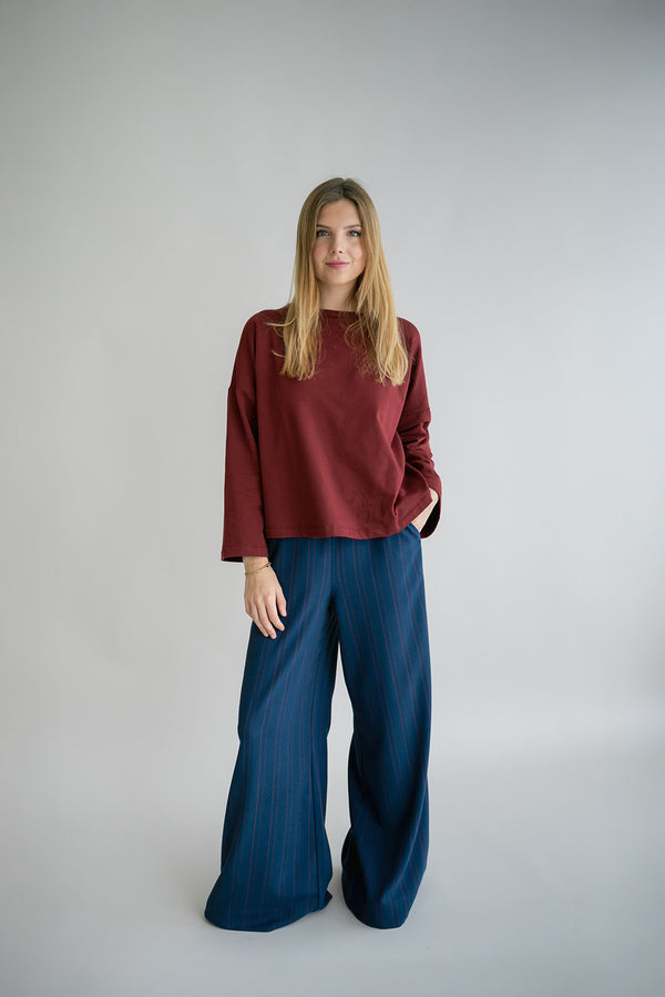 Saul Pants Red Navy Stripes