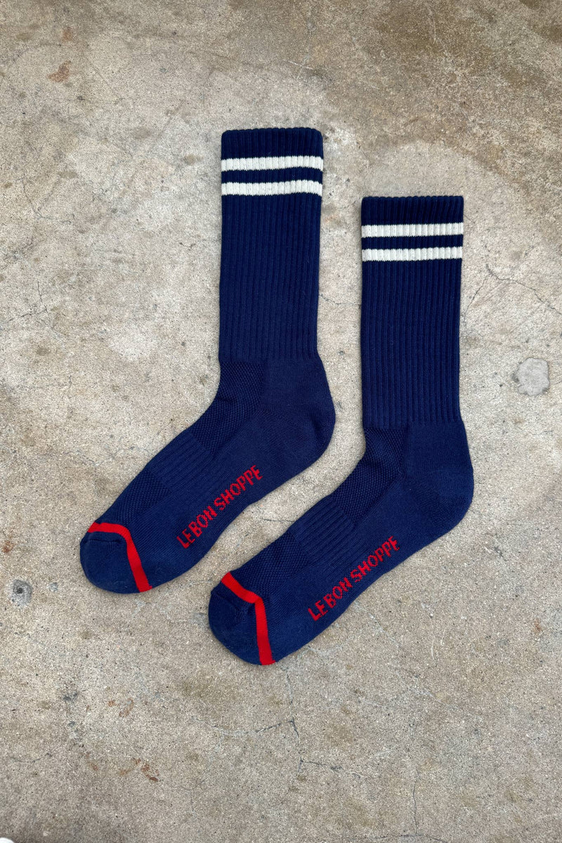 Extended Boyfriend Socks: Navy