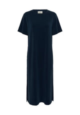 Helle R-neck Long dress Dark sapphire blue