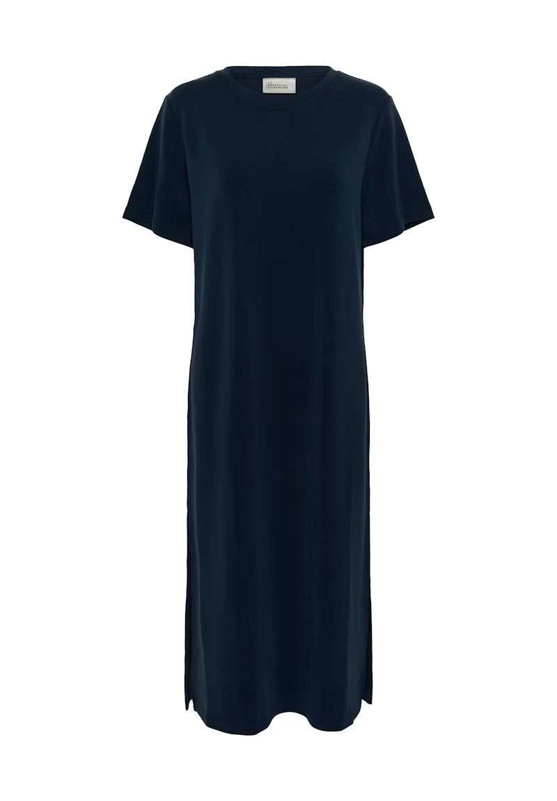 Helle R-neck Long dress Dark sapphire blue