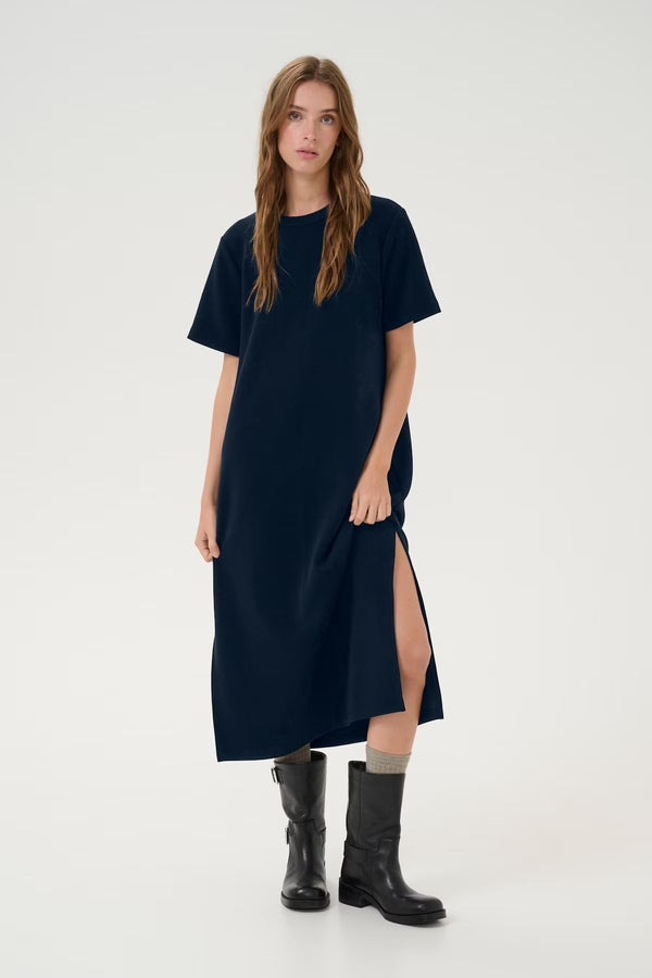 Helle R-neck Long dress Dark sapphire blue