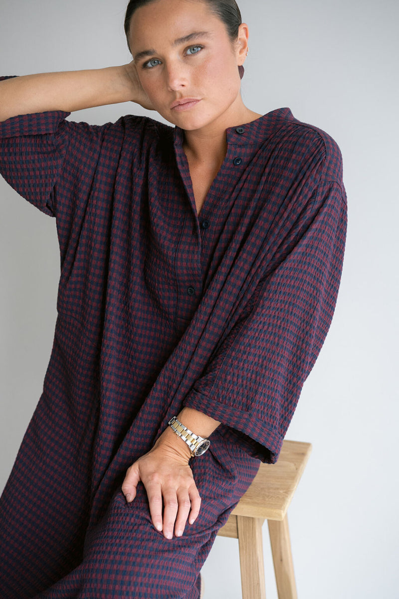 Ivy Dress Bordeaux Check
