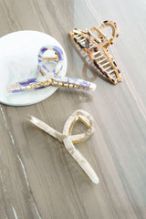 Hair clip curl marble beige L