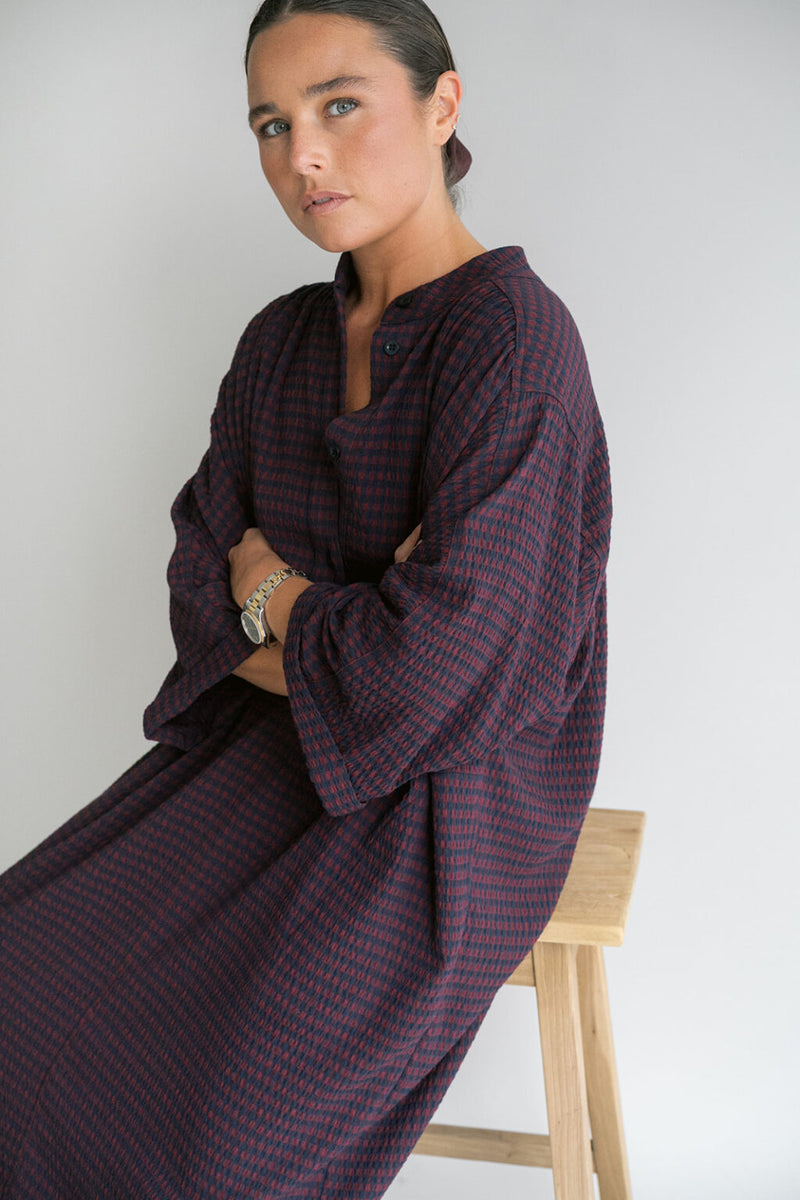 Ivy Dress Bordeaux Check