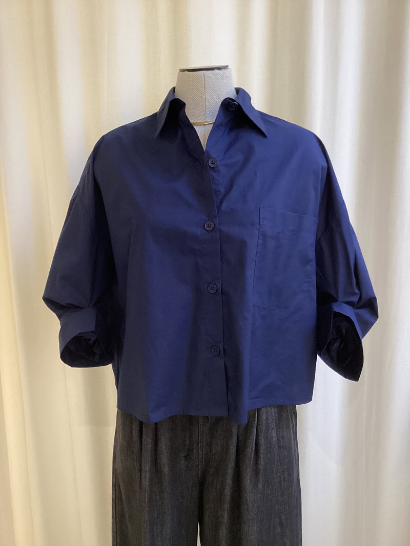 Nikki cotton poplin Indigo - laatste 38