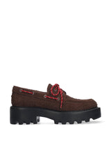 Loafers - furry cow suede - brown