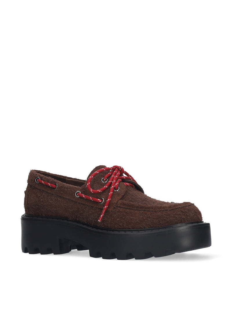 Loafers - furry cow suede - brown