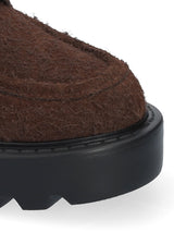 Loafers - furry cow suede - brown