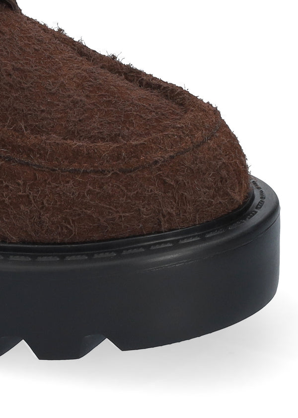 Loafers - furry cow suede - brown
