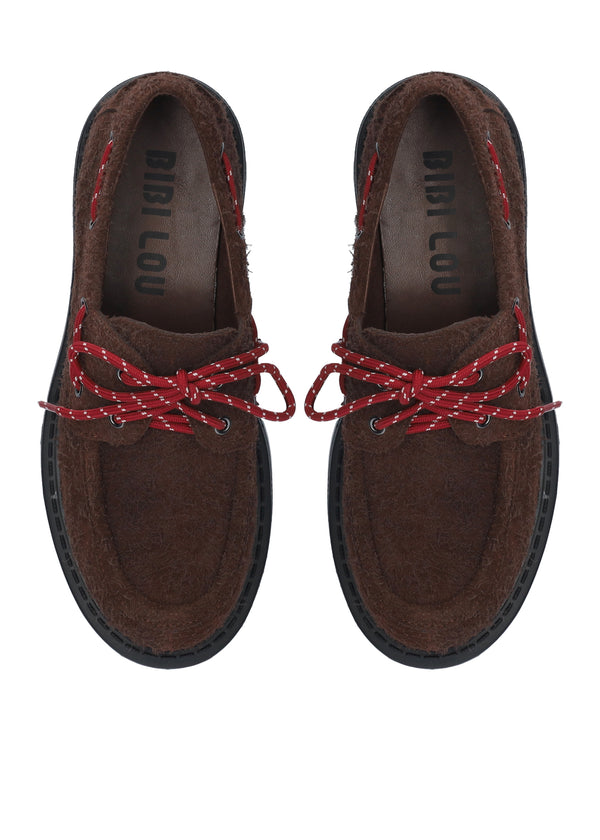 Loafers - furry cow suede - brown