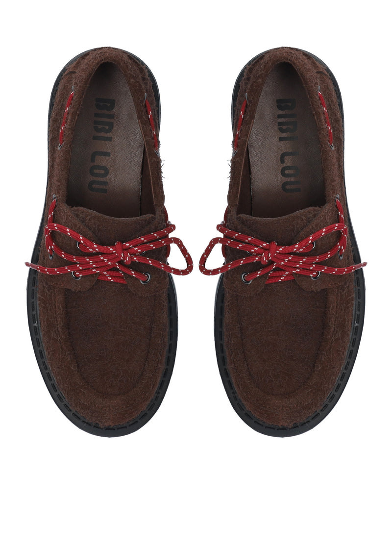 Loafers - furry cow suede - brown