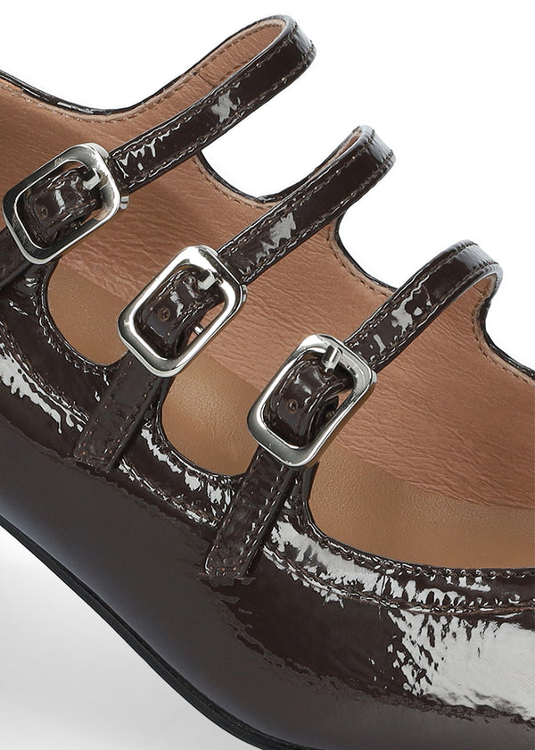 Ballet flats - wrinkled patent brown