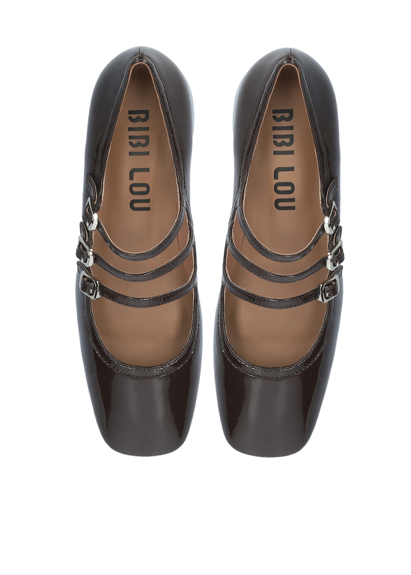 Ballet flats - wrinkled patent brown