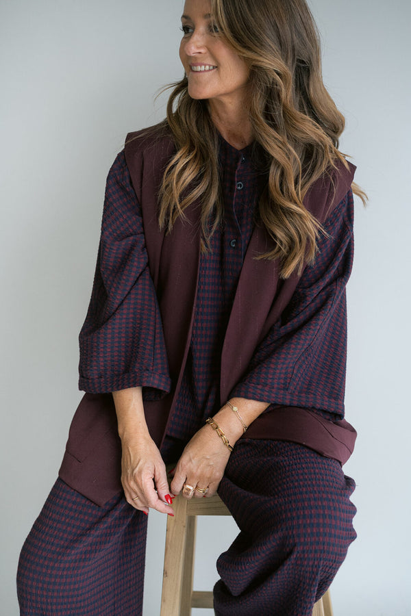 Maya Blouse Bordeaux Check