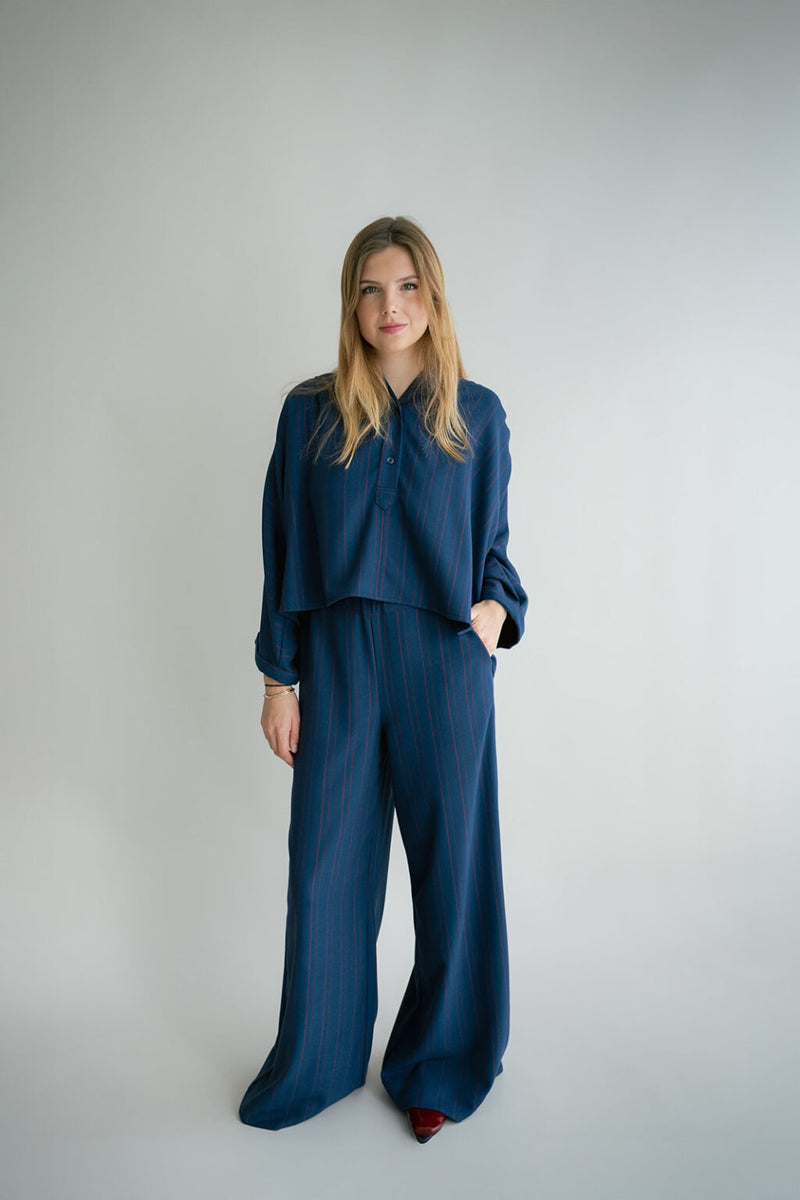 Saul Pants Red Navy Stripes