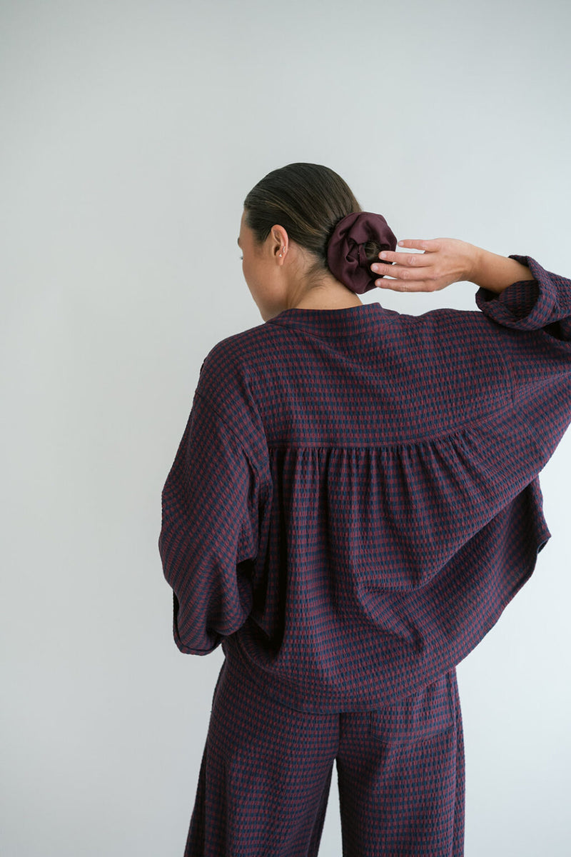 Maya Blouse Bordeaux Check