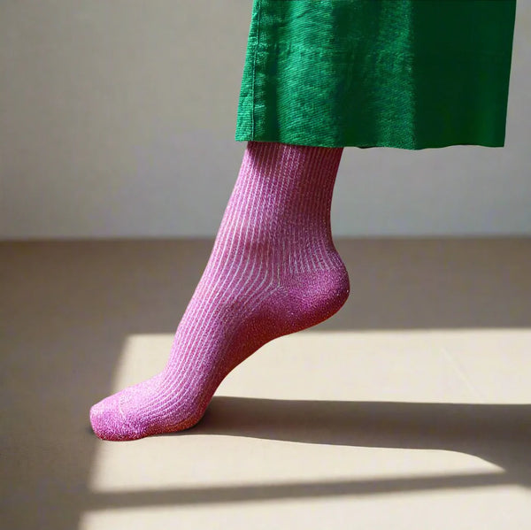 Glitter lurex socks - Fuchsia