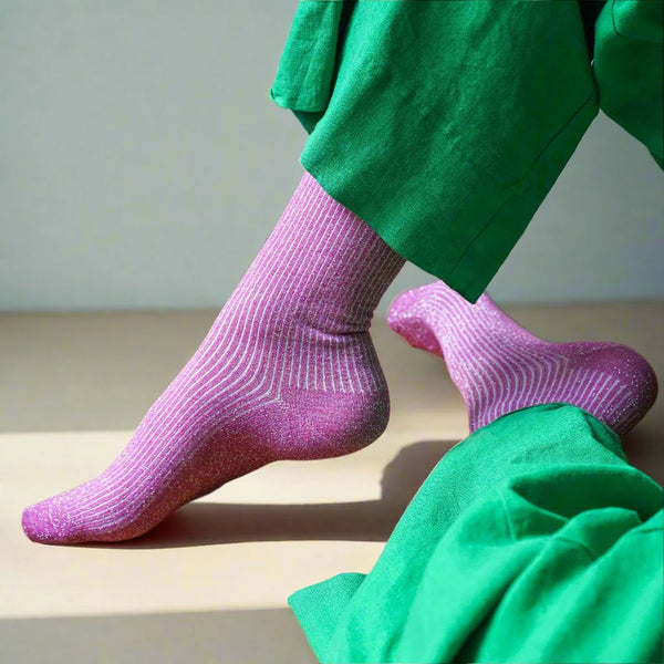 Glitter lurex socks - Fuchsia