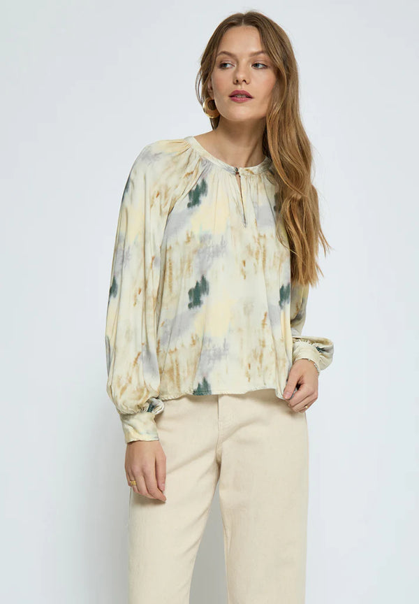 Thilde long sleeve blouse Safari Sand print