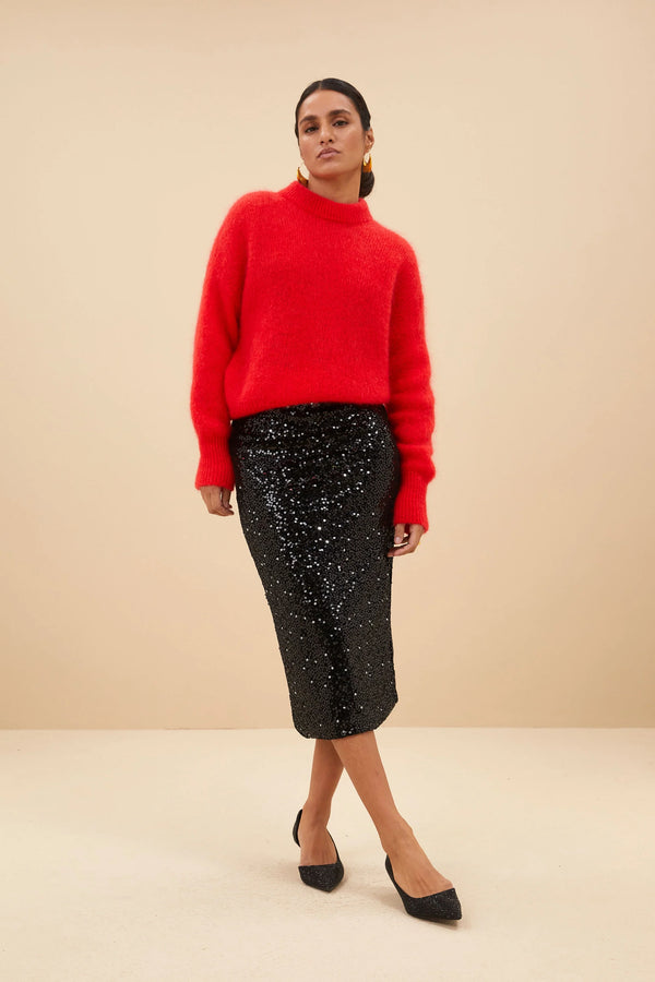 Luca Sequin Skirt - Black