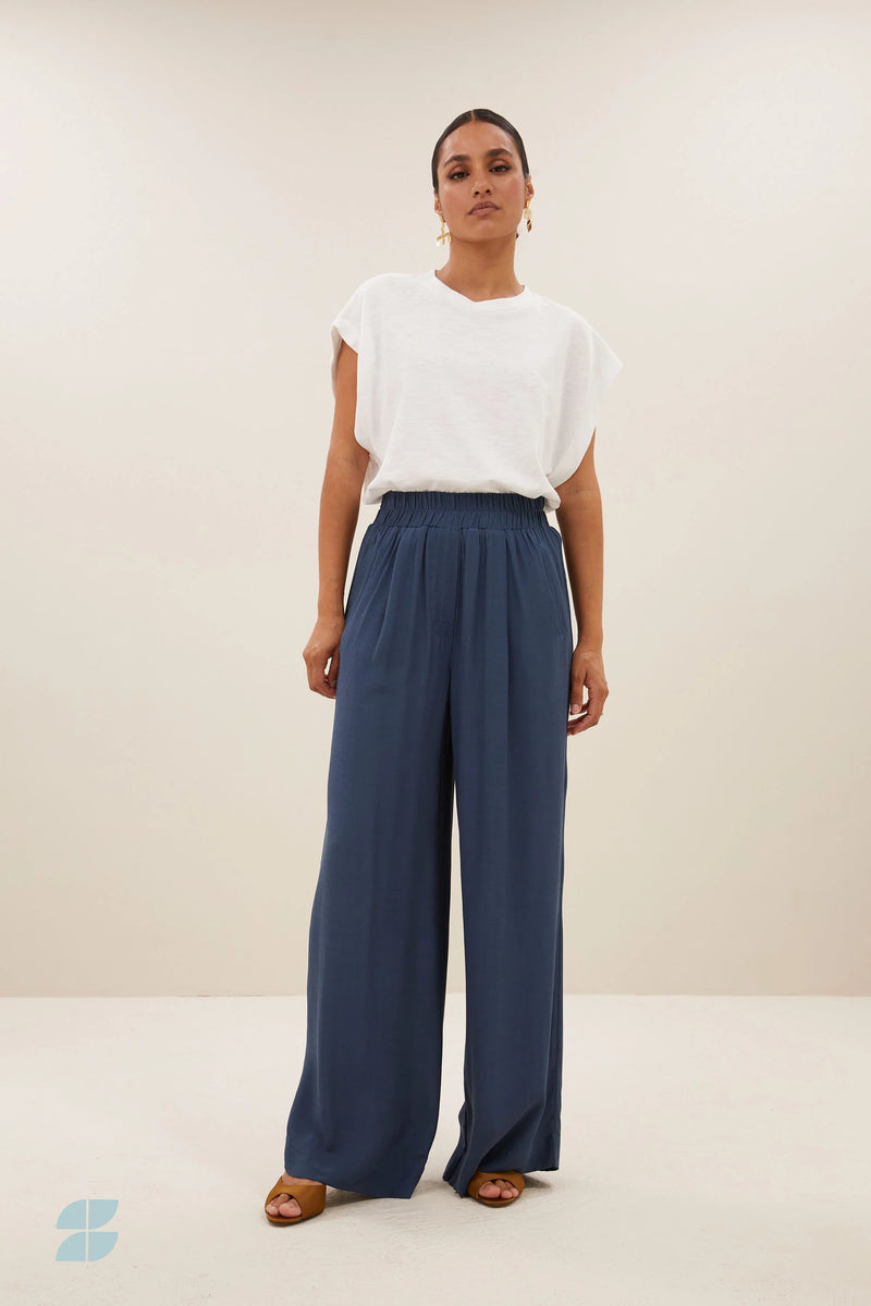 Benji viscose pants - opal blue