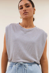 Diede small stripe top - kingsblue small stripe