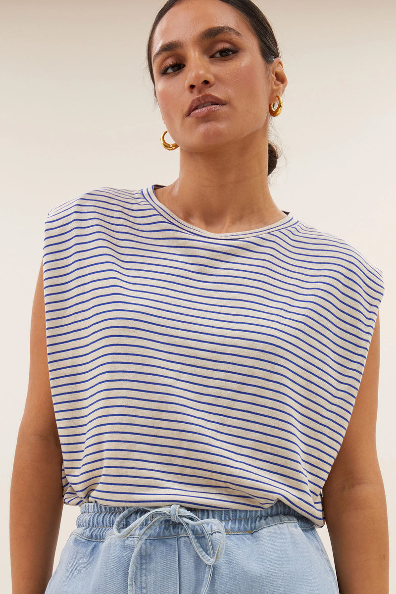 Diede small stripe top - kingsblue small stripe