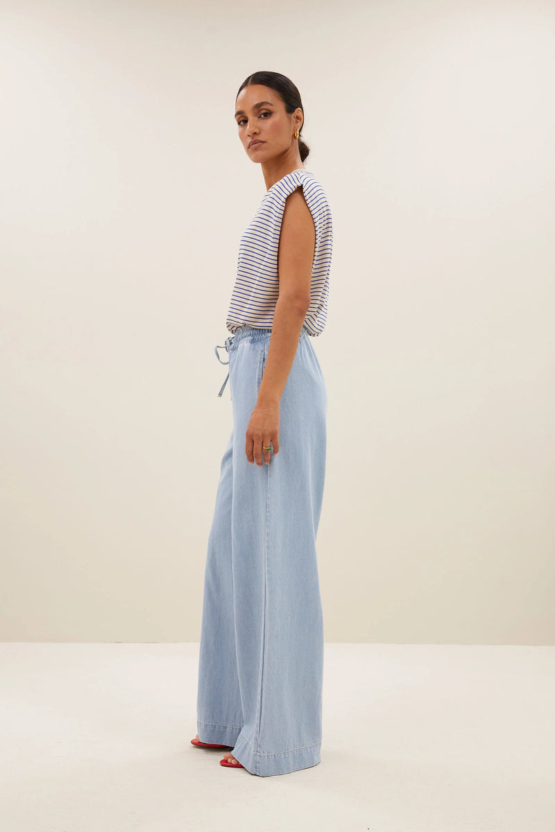 Diede small stripe top - kingsblue small stripe
