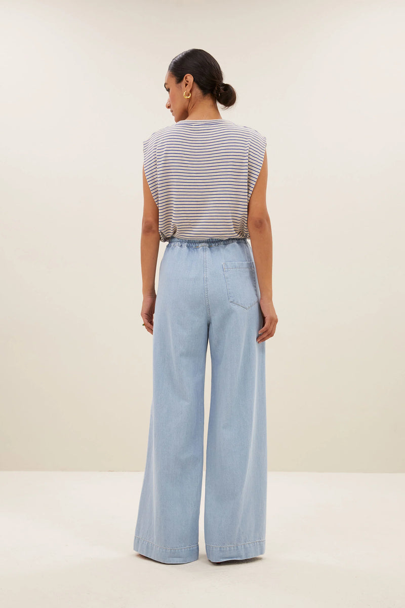 Diede small stripe top - kingsblue small stripe