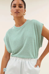 Mason small stripe top - green small stripe