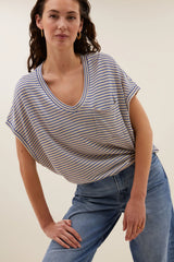 Tyler small stripe top - kingsblue small stripe