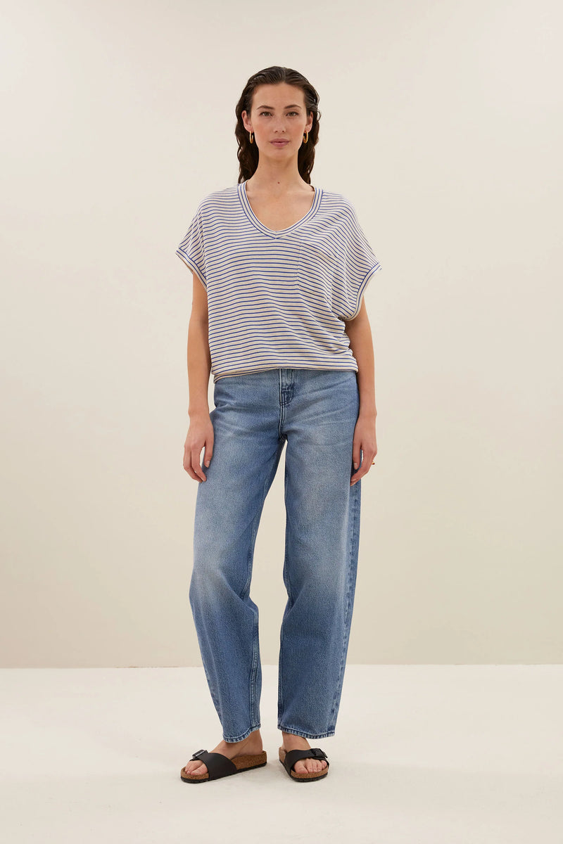 Tyler small stripe top - kingsblue small stripe