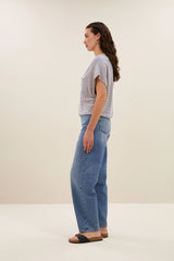 Tyler small stripe top - kingsblue small stripe