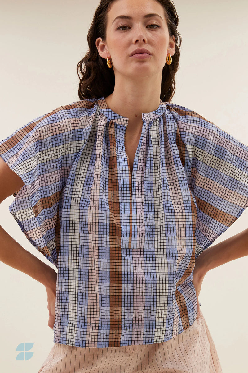 Vina check blouse - grid print