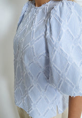 Astra Short sleeve blouse - Ice Blue Stripe