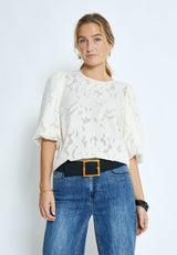 Gyda Half Sleeve Blouse - Whitecap Grey