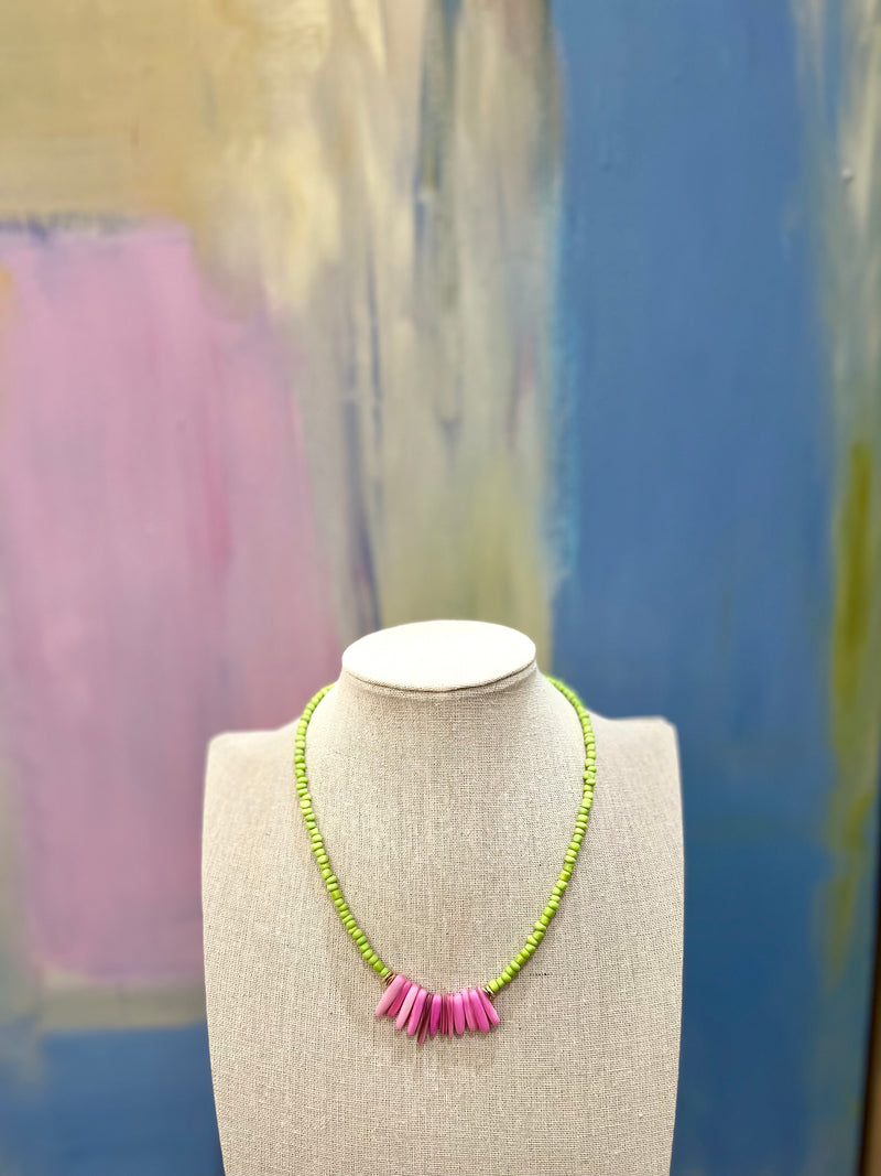 Green pink beads