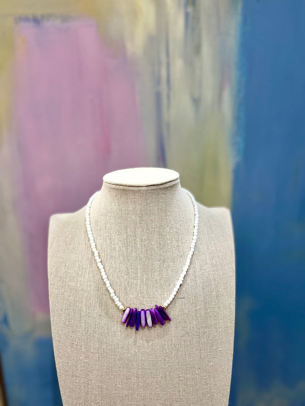 White purple beads